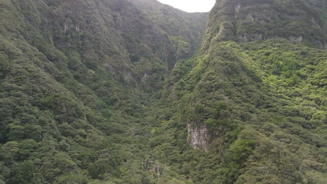 Aerial of Curral das Freiras mountain valley, Madeira