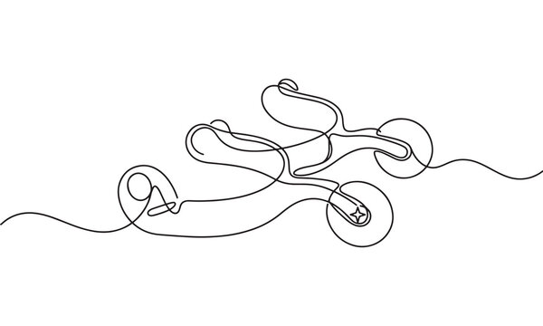 Continuous single line of a pair of western cowboy spurs with rowels and straps for horse riding equipment isolated on a white background, in a minimalist, artistic style