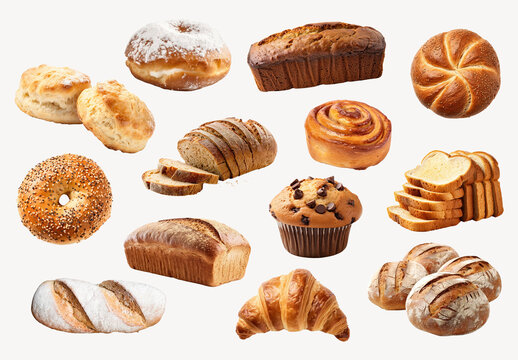 Assorted Fresh Bread And Pastries Element Design Set