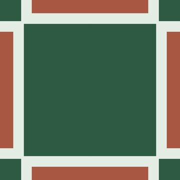 Seamless geometric square tile pattern, minimalist abstract mosaic background in jade green and terracotta 