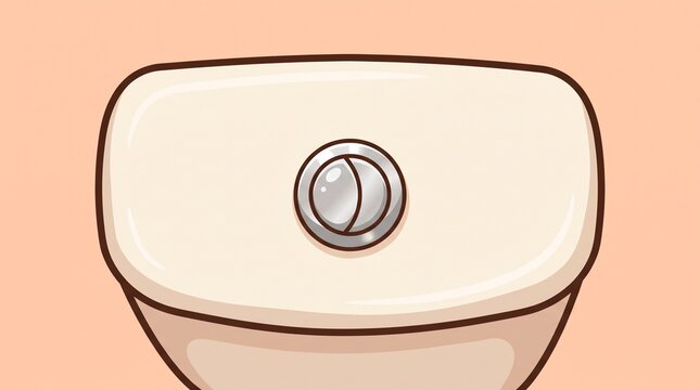 Close up of a dual flush toilet tank button for water conservation and bathroom plumbing fixtures