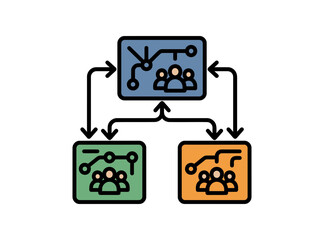 Naklejka premium Team Network Connection Icon Set