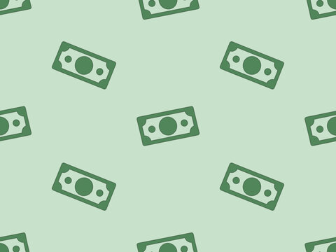 Seamless pattern background featuring minimalist green banknote for financial and business concepts