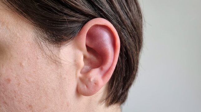 A close-up clinical photograph of an acute auricular haematoma showing characteristic purple swelling on the upper pinna.
