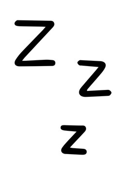 Hand drawn doodle zzz cartoon illustration in black on white background. Perfect for sleep, relaxation, bedtime, kids design, and digital projects.