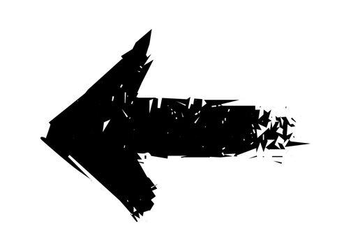 Black grunge arrows with brush stroke texture isolated on white background perfect for artistic design elements direction icons and creative web graphics.