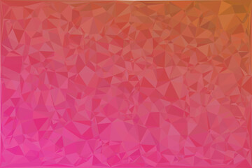 Fototapeta premium Low poly geometric pattern with pink, red, and orange gradient on a white background, triangle polygon