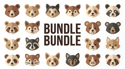 Obraz premium A wonderful collection featuring various cute forest animal faces arranged neatly together with bold text graphics in the center, creating an engaging educational resource for children's