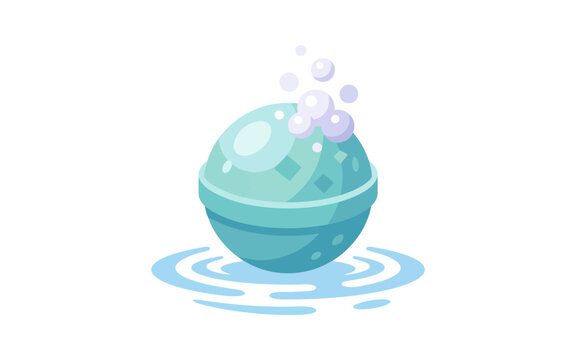 Blue Bath Bomb Flat Vector Illustration