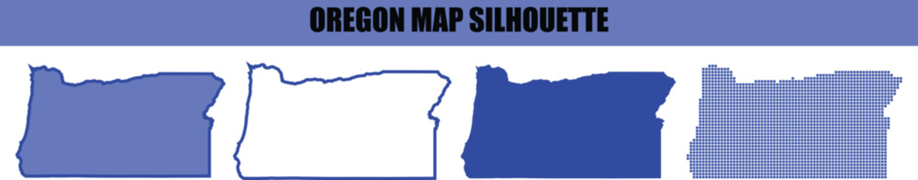 Oregon state map silhouette design: geographic outline, simplified shape, and detailed vector art.