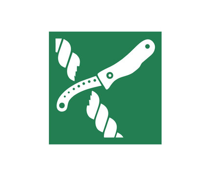 ISO 7010 E035 Liferaft knife icon sign. Safety condition sign pictogram illustration on white or transparent background. 