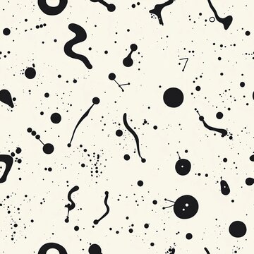 Minimalist Black Ink Splatter Abstract Seamless Pattern Design for Creative Wallpaper Backgrounds.