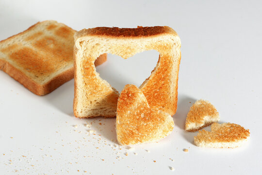Toasted bread with heart cutout