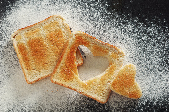 Toasted bread with heart cutout