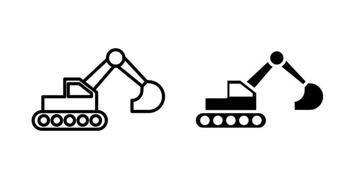 Excavator icon flat clipart series