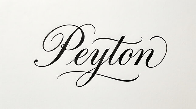 The graceful name Peyton is written in a flowing cursive script font that features ornate flourishes to emphasize personal identity within this artistic display of professional handwritten