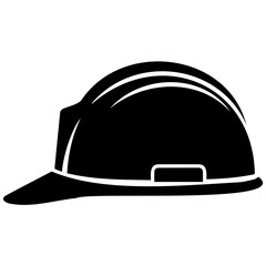 Fototapeta premium Industrial hard hat silhouette vector icon for construction safety and site compliance.