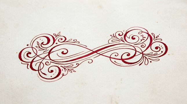 Vintage Hand Drawn Red Flourish Calligraphy Swashwith Thin Stroke Swirl Scrolls flourish swash red calligraphy hand drawn pen brush ink stroke line thin vintage doodle swirl scroll underline