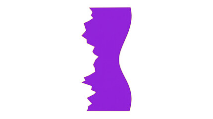 Obraz premium A vibrant violet shade displays an uneven jagged edge alongside a curved vertical perimeter while creating a visual contrast that highlights the distinct geometric form throughout the entire
