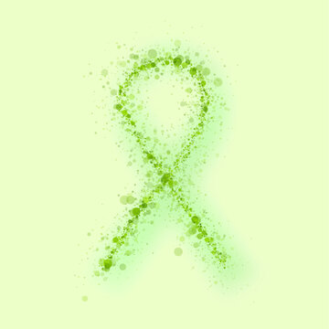 Mental Health Awareness Month. Green ribbon from small dots on light background. Vector design