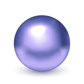 Metal blue ball. 3D color metallic sphere with soft reflections, smooth gradient and shadow. Glossy reflective bead. Realistic vector illustration.