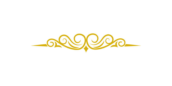 Elegant golden vintage flourish divider isolated on transparent background