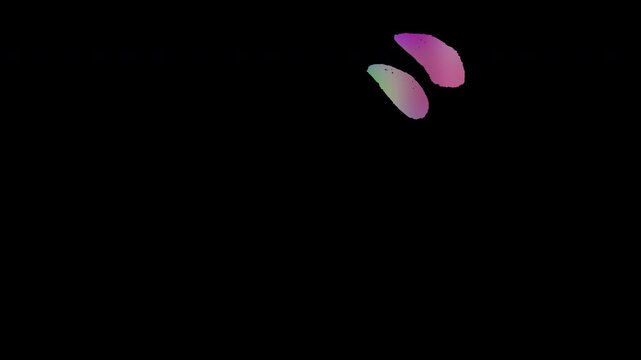 Japanese character symbol "Dakuten (voiced sound mark) ゛" featuring brush-stroke lettering with colorful, abstract patterns, alpha channel, loop
