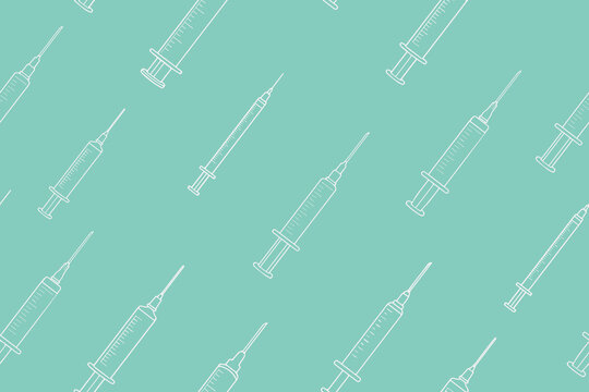 Vector illustration of a seamless pattern of medical syringes