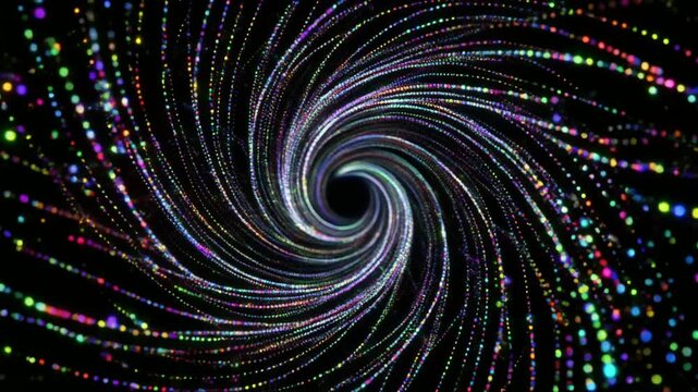 螺旋を描いて中心へ吸い込まれる粒子の背景