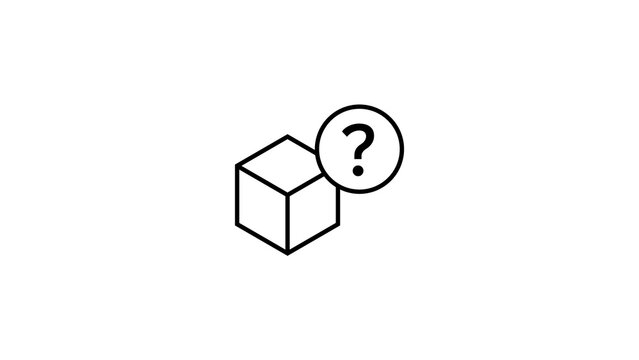 Three dimensional cube with question mark icon vector for logistics and storage queries