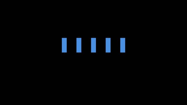 Blue rectangular bars align horizontally across a plain black background.
