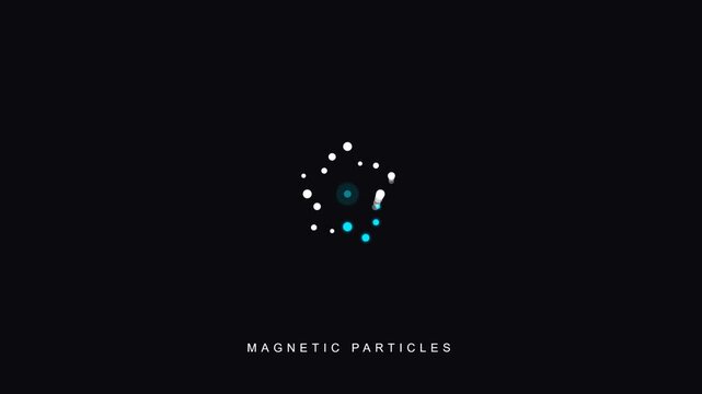 Magnetic particles form a glowing pentagonal cluster on a dark background.
