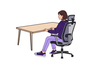 Fototapeta premium Woman sitting at a desk in an office chair