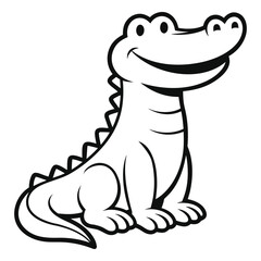 Obraz premium Cute Crocodile Cartoon Kawaii Alligator Line Art Vector Illustration