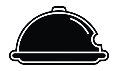 Fototapeta premium Elegant black and white line art illustration of a covered serving dish