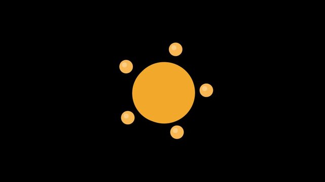 Flat Orange Orbiting Dots Icon Loop 4K Motion Video