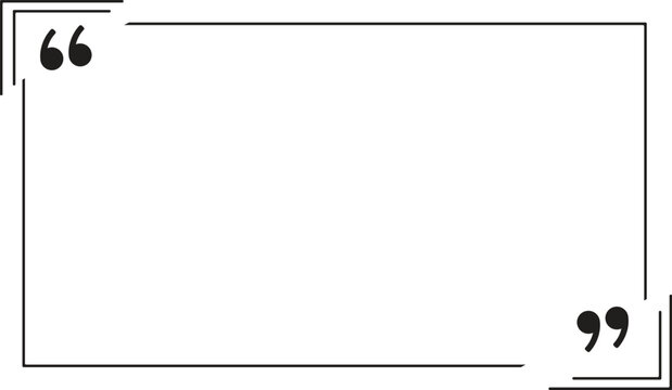 Minimalist black quote box frame with quotation marks on transparent background for social media testimonials.