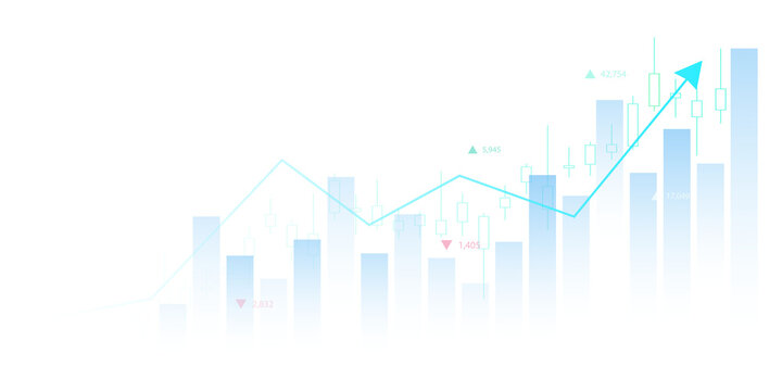 Growth graph business finance market data trend chart and wealth trading success isolated on transparent png background