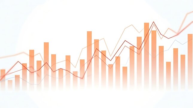Modern financial chart background showing orange bar graphs and red line trend analysis for corporate reporting.