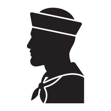 Silhouette of a sailor man wearing a traditional navy hat