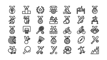 Fototapeta premium Collection of various sports and fitness activity icons with transparent backgrounds