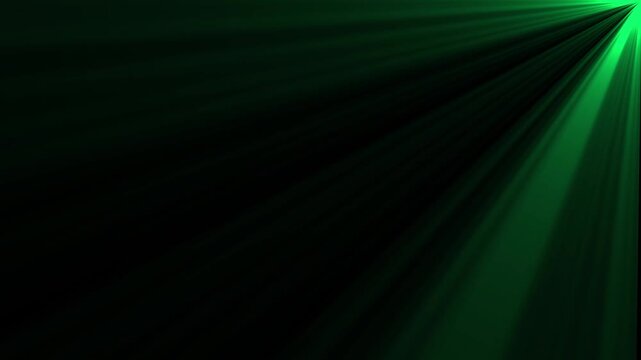 Green Volumetric Light Rays from Top Right on Dark Background, 4K