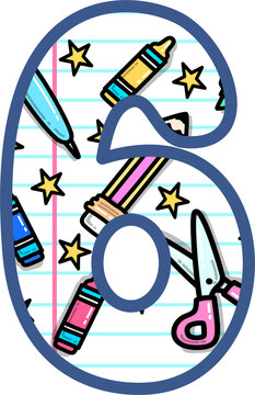 School Supplies Pattern Number 6 Illustration