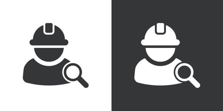 Construction Worker Inspection icon. Solid glyph series icon