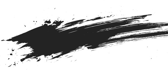 Obraz premium Abstract Grunge Brush Stroke Collection, Black Paint Marks with Rough Dry Brush Texture, Ink Splashes, Speckles, Grain and Distressed Edges.