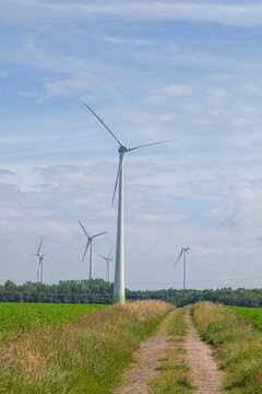Windr&auml;der auf einem Acker, Niedersachsen, Deutschland