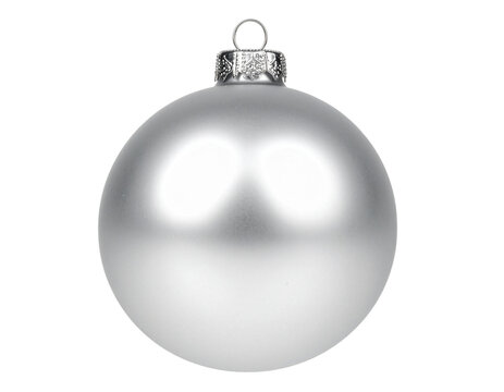  Weihnachtsbaumkugel in Silber isoliert Hintergrund, Freisteller