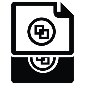 Black and white vector icon representing document sorting filing or paper management process with document management information business