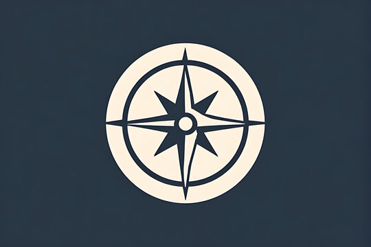 Minimalist compass rose icon on dark background for navigation and travel design