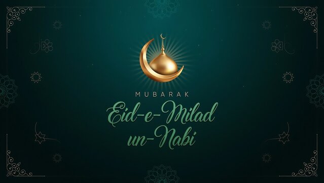 Eid milad un nabi celebration graphic with crescent moon and sun